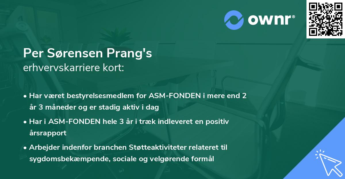 Per Sørensen Prang's erhvervskarriere kort