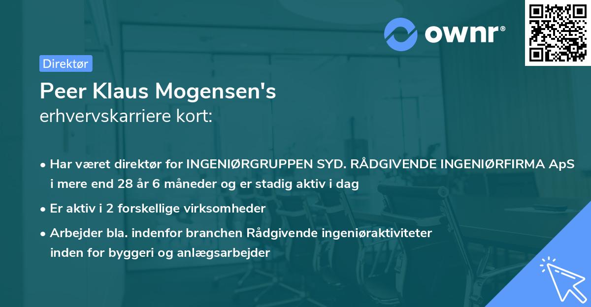 Peer Klaus Mogensen's erhvervskarriere kort