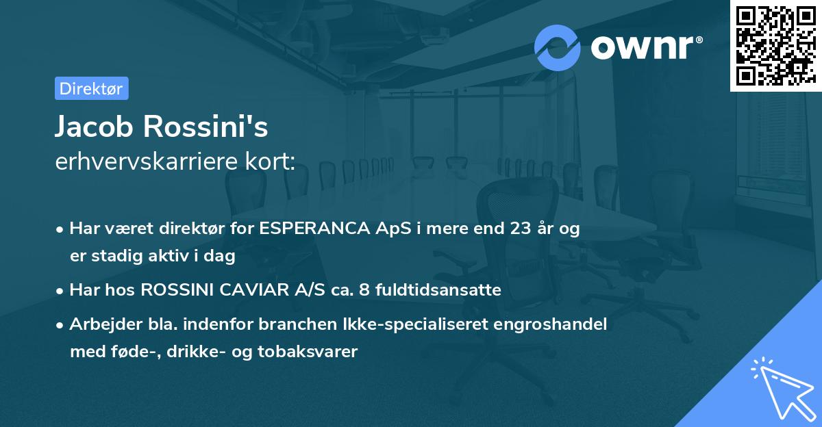 Jacob Rossini's erhvervskarriere kort