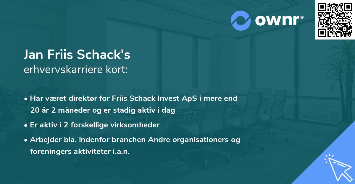 Jan Friis Schack's erhvervskarriere kort