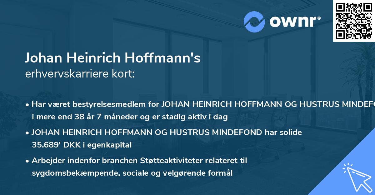 Johan Heinrich Hoffmann's erhvervskarriere kort