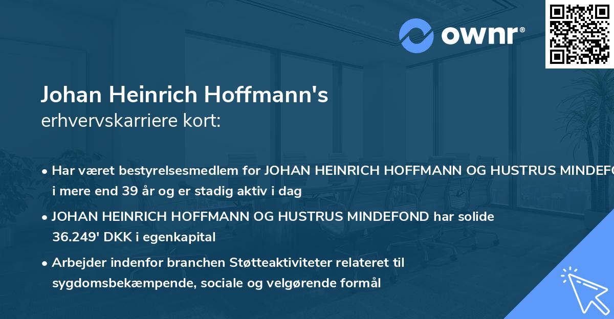 Johan Heinrich Hoffmann's erhvervskarriere kort