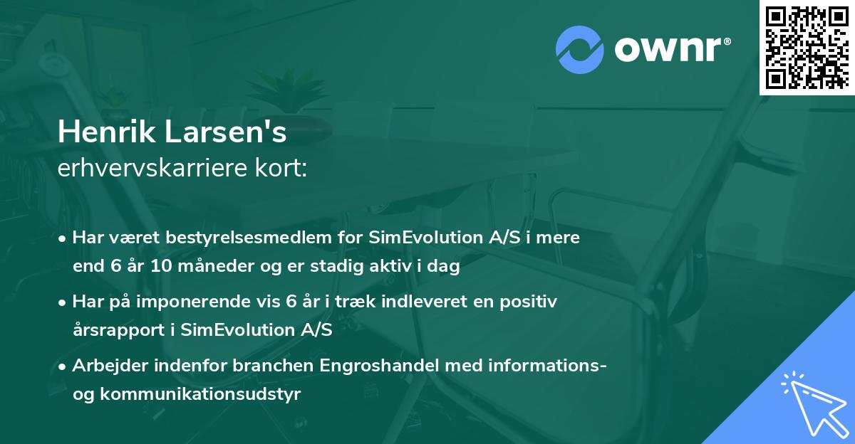 Henrik Larsen's erhvervskarriere kort