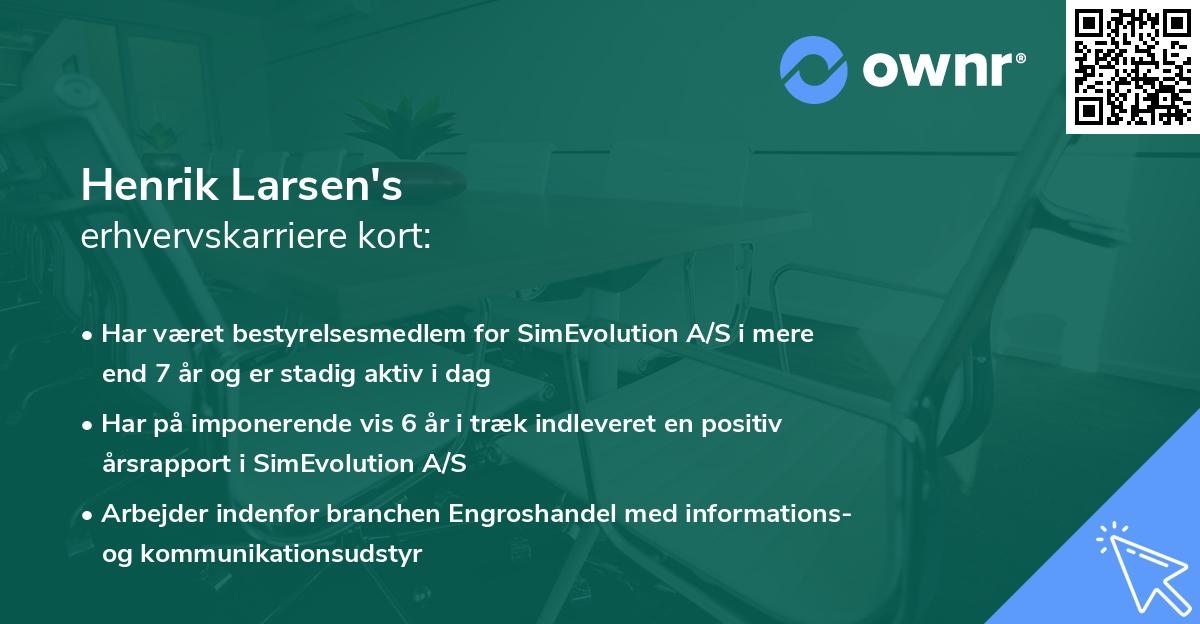 Henrik Larsen's erhvervskarriere kort