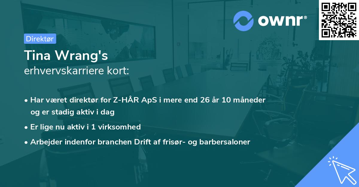 Tina Wrang's erhvervskarriere kort