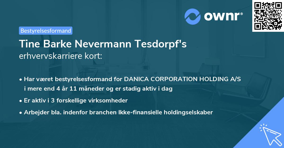 Tine Barke Nevermann Tesdorpf's erhvervskarriere kort