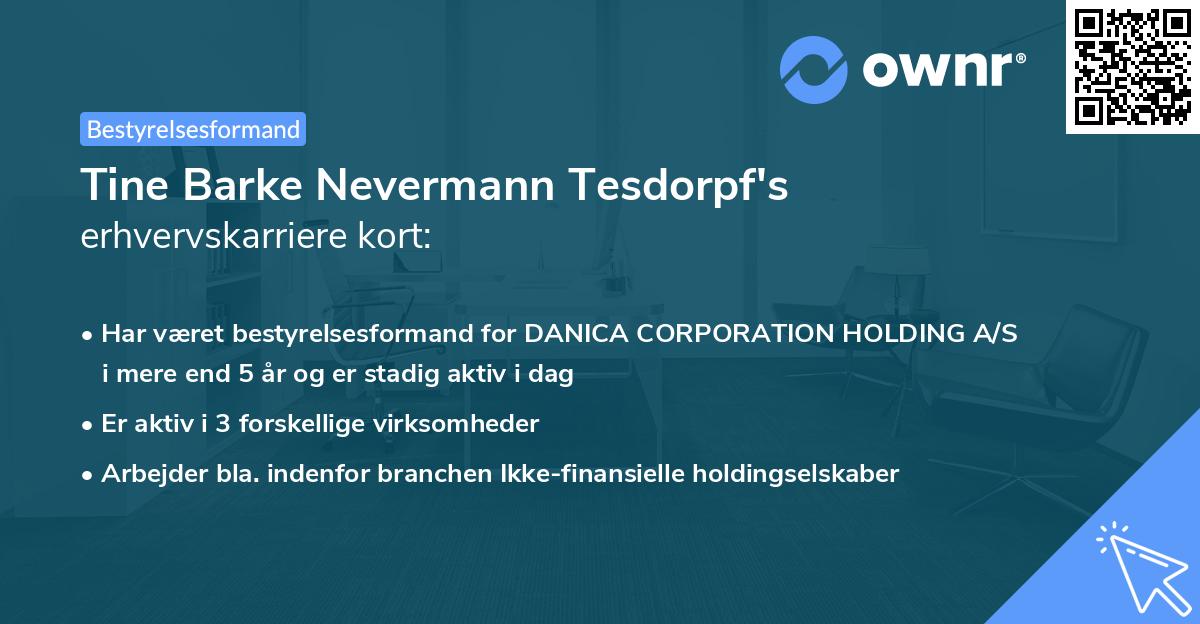 Tine Barke Nevermann Tesdorpf's erhvervskarriere kort