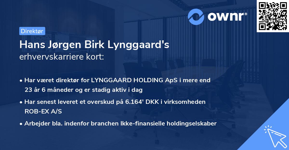 Hans Jørgen Birk Lynggaard's erhvervskarriere kort