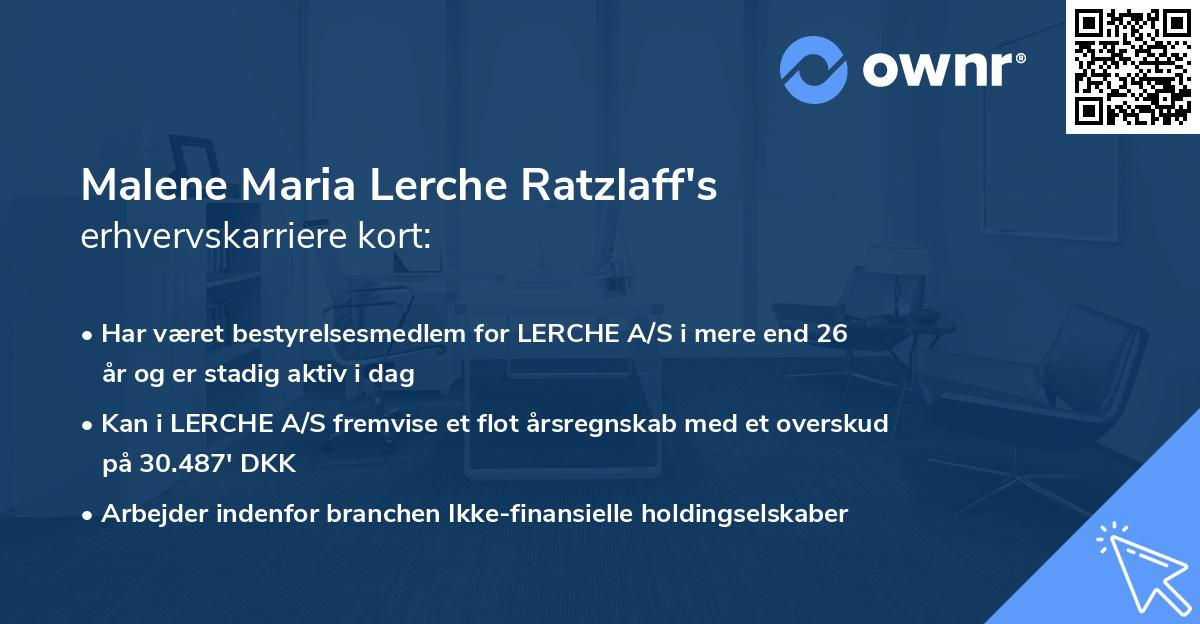 Malene Maria Lerche Ratzlaff's erhvervskarriere kort