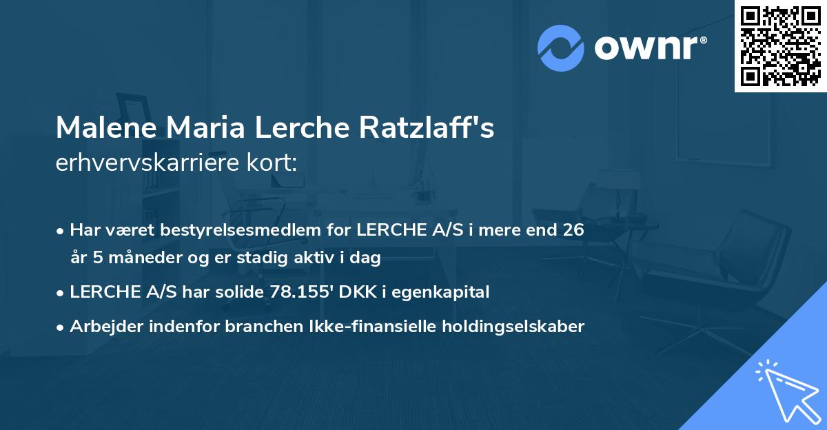 Malene Maria Lerche Ratzlaff's erhvervskarriere kort
