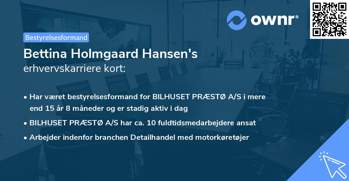 Bettina Holmgaard Hansen's erhvervskarriere kort