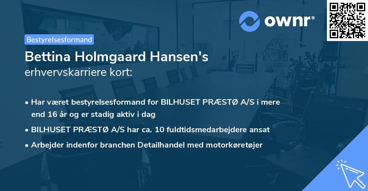 Bettina Holmgaard Hansen's erhvervskarriere kort