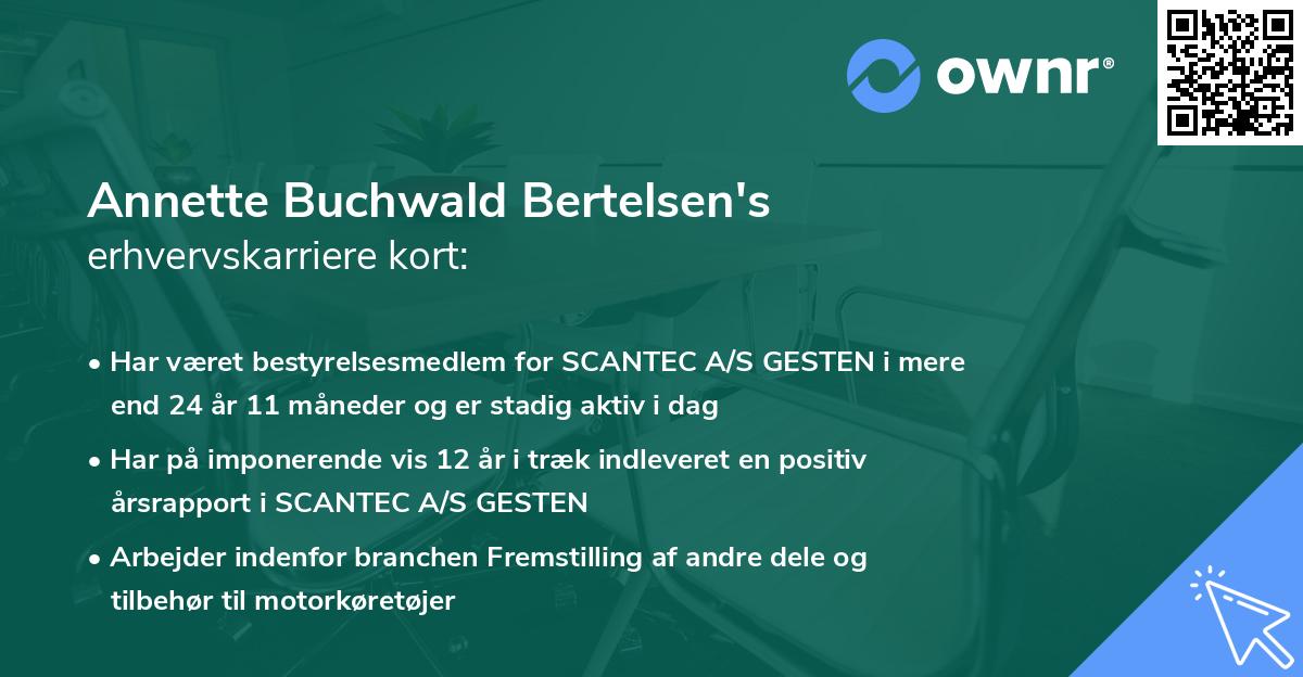 Annette Buchwald Bertelsen's erhvervskarriere kort