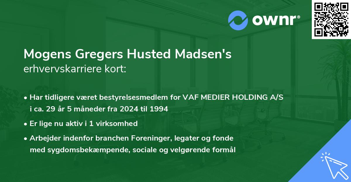Mogens Gregers Husted Madsen's erhvervskarriere kort