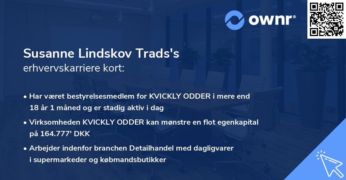 Susanne Lindskov Trads's erhvervskarriere kort