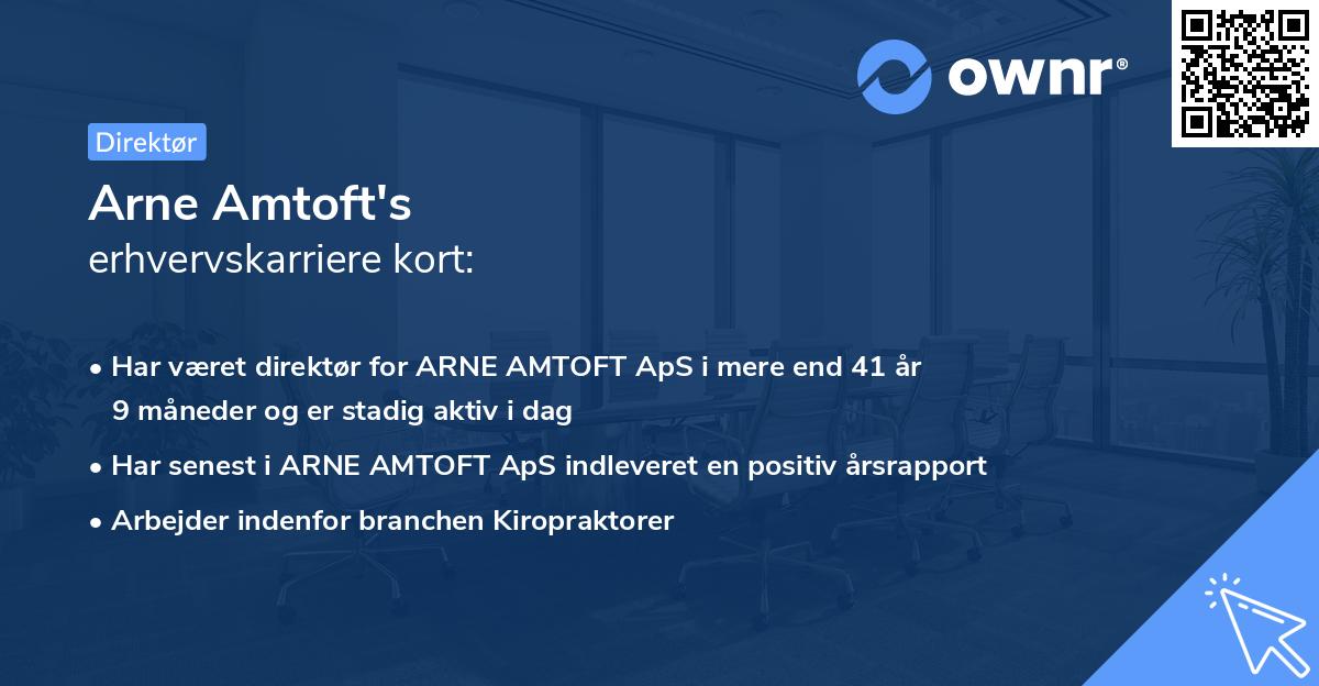 Arne Amtoft's erhvervskarriere kort