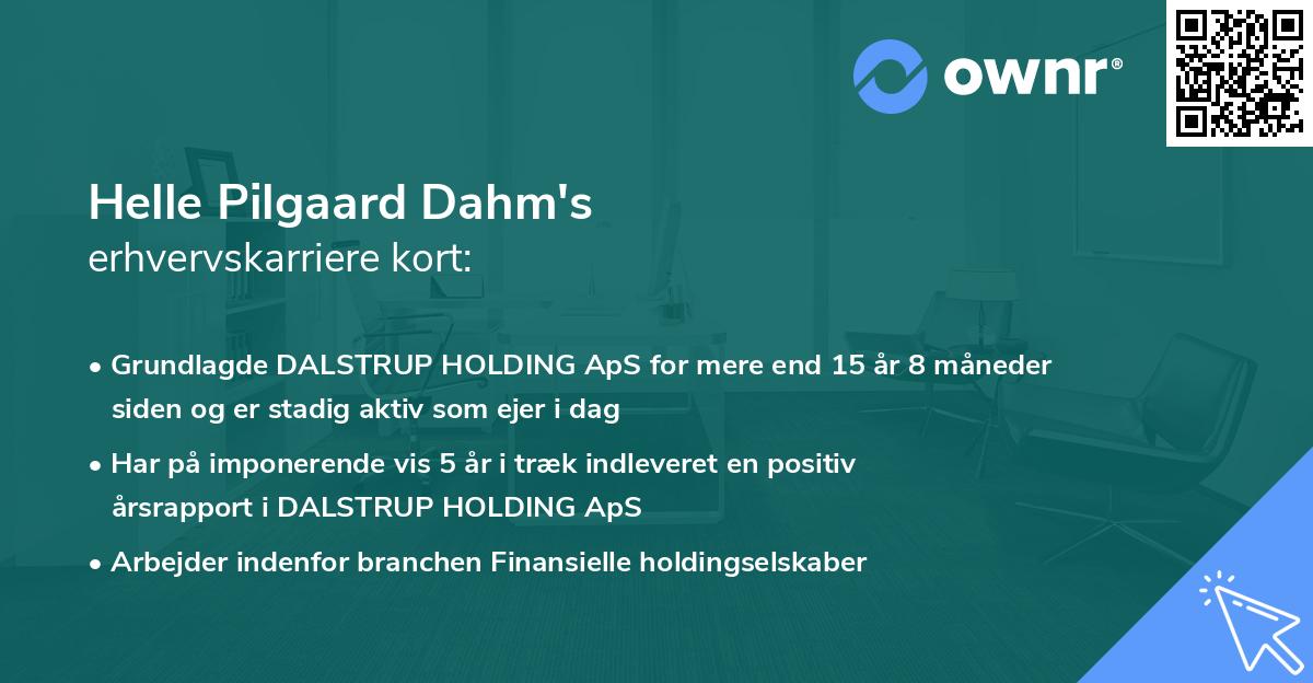 Helle Pilgaard Dahm's erhvervskarriere kort