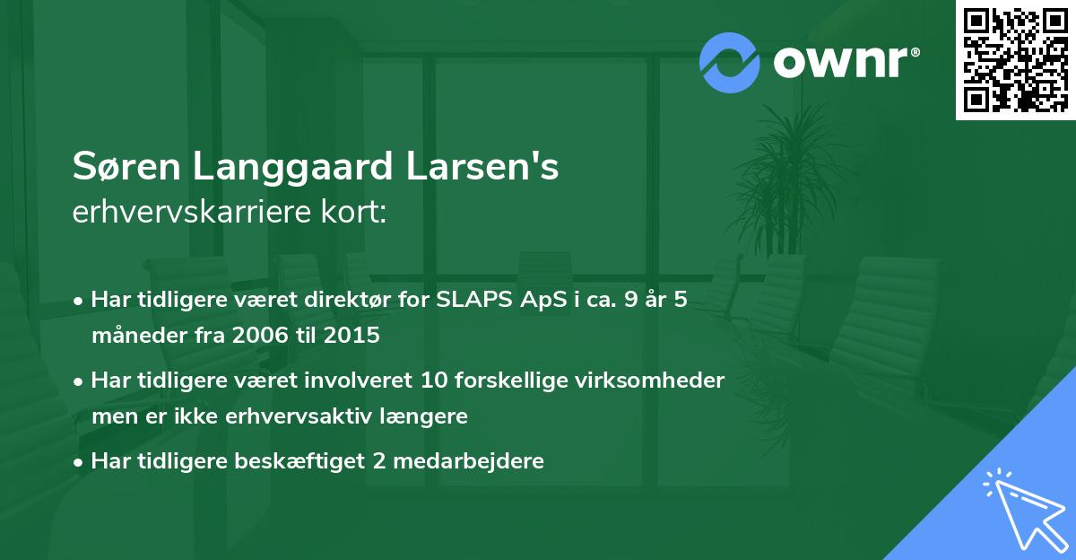 Søren Langgaard Larsen's erhvervskarriere kort
