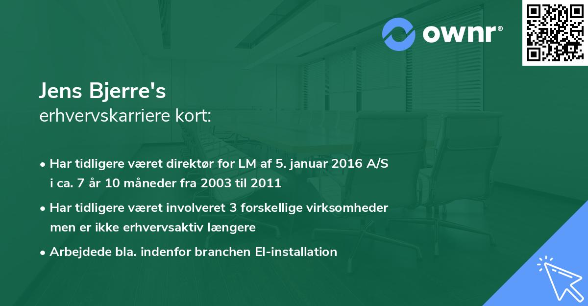 Jens Bjerre's erhvervskarriere kort