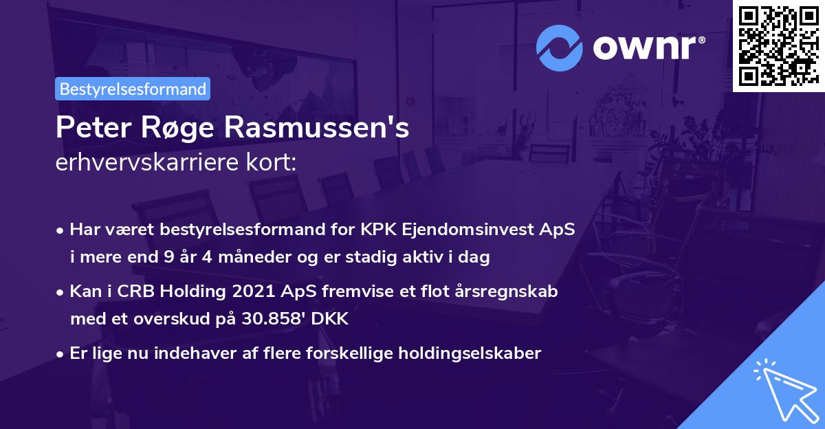 Peter Røge Rasmussen's erhvervskarriere kort