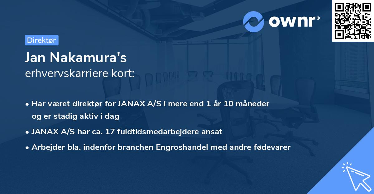 Jan Nakamura's erhvervskarriere kort