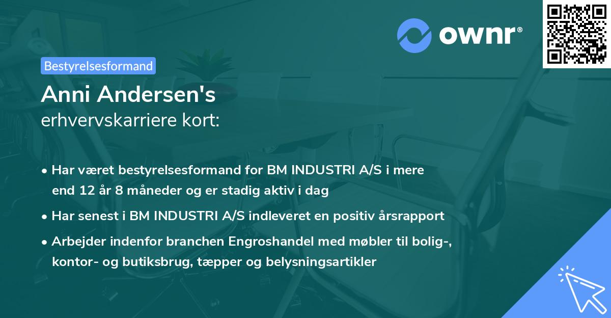 Anni Andersen's erhvervskarriere kort