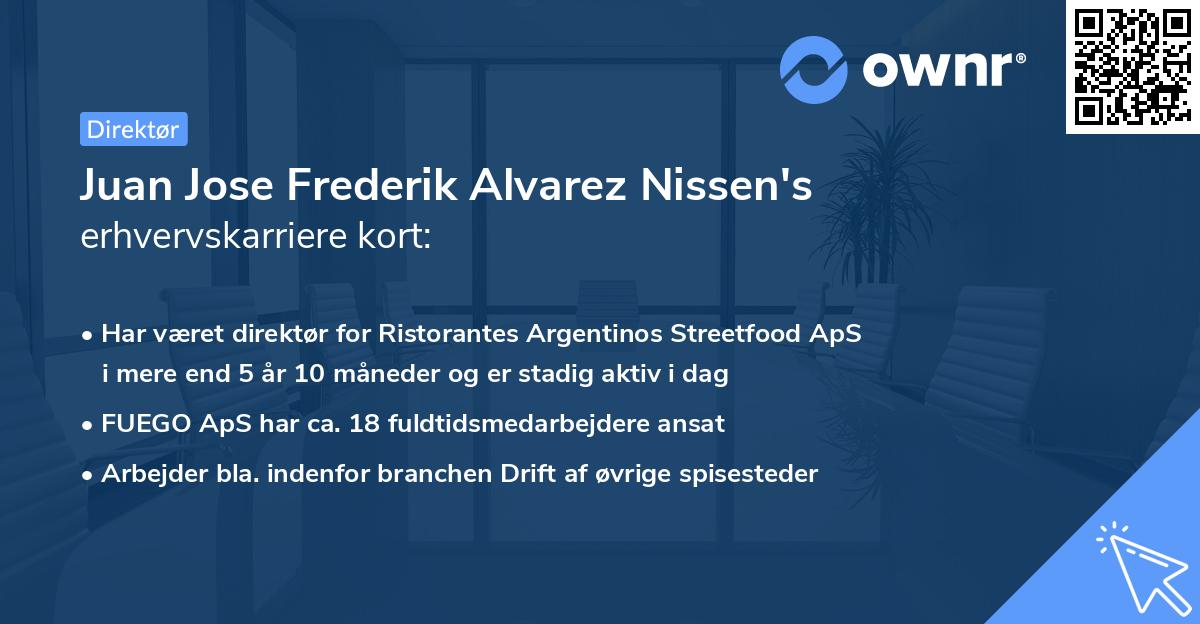 Juan Jose Frederik Alvarez Nissen's erhvervskarriere kort