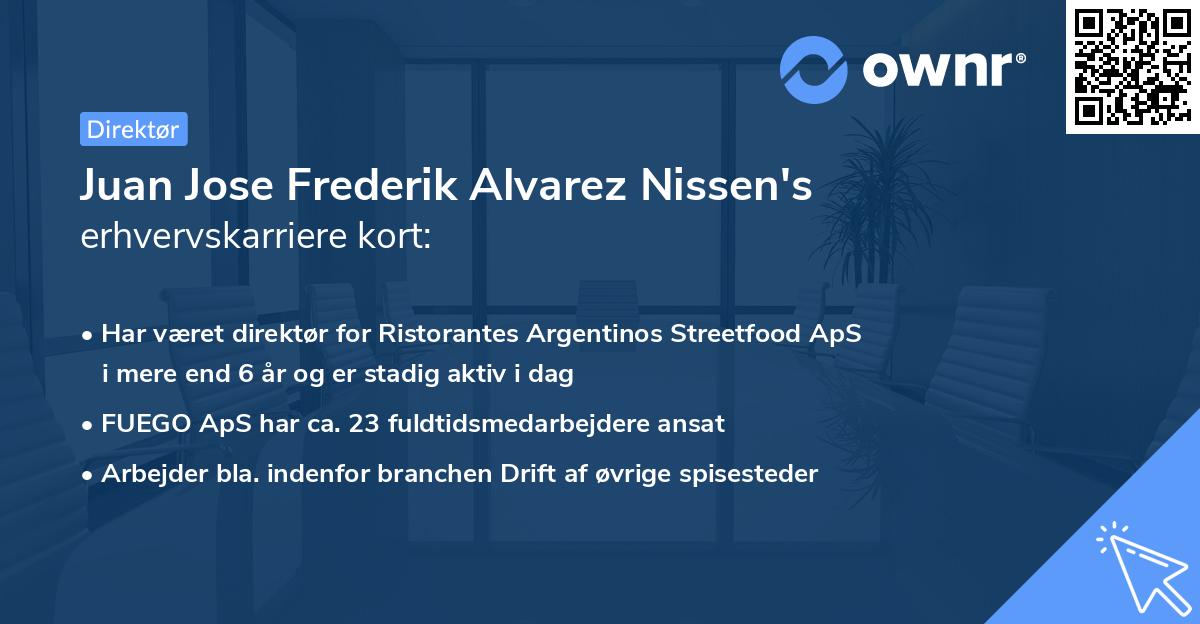Juan Jose Frederik Alvarez Nissen's erhvervskarriere kort