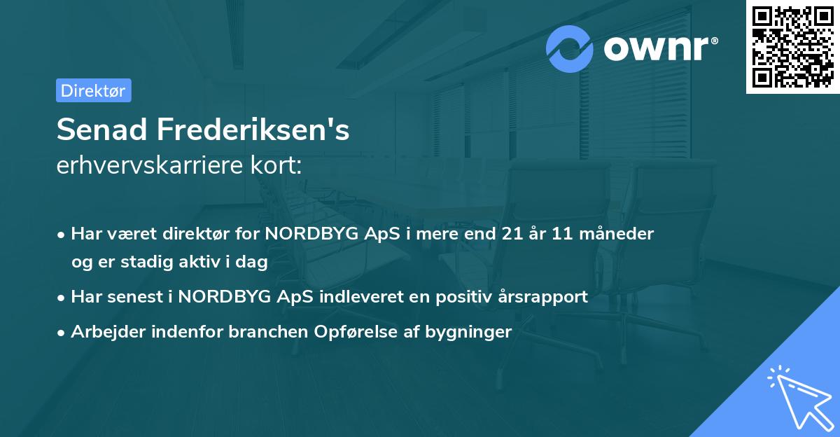 Senad Frederiksen's erhvervskarriere kort