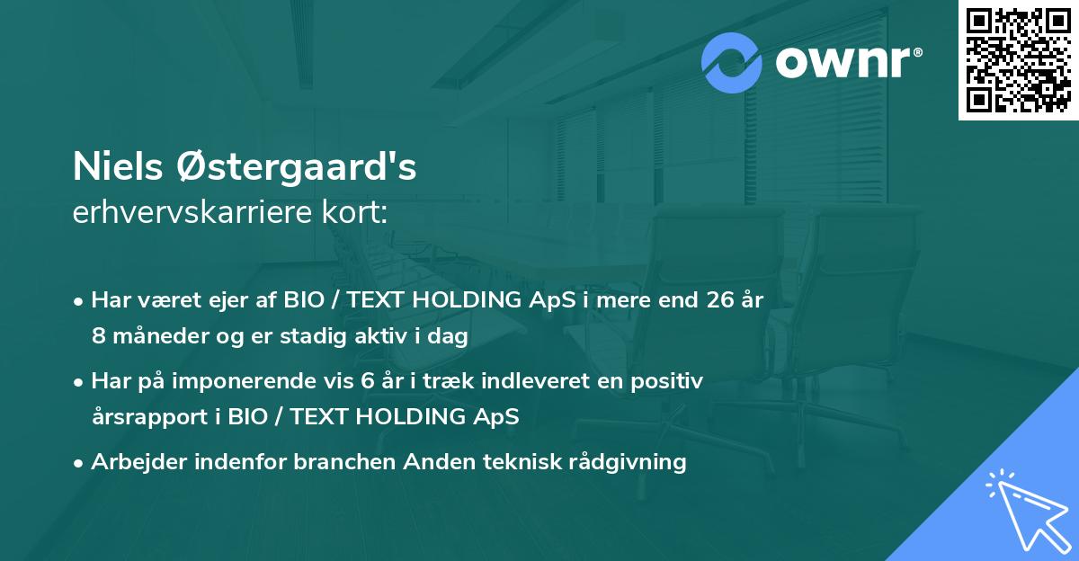 Niels Østergaard's erhvervskarriere kort