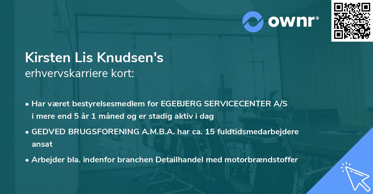 Kirsten Lis Knudsen's erhvervskarriere kort