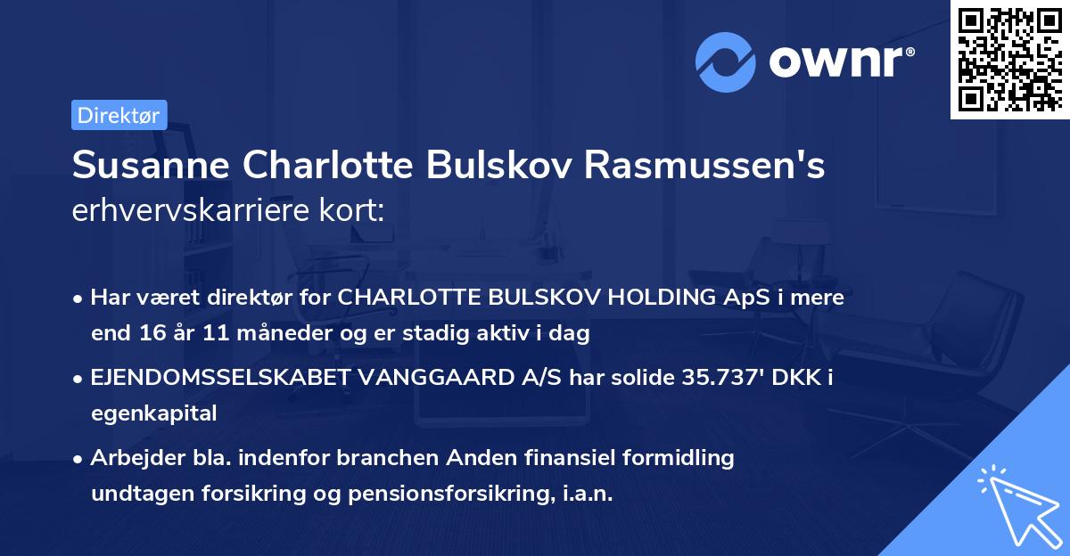 Susanne Charlotte Bulskov Rasmussen's erhvervskarriere kort