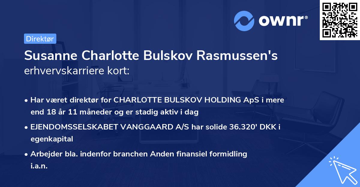 Susanne Charlotte Bulskov Rasmussen's erhvervskarriere kort