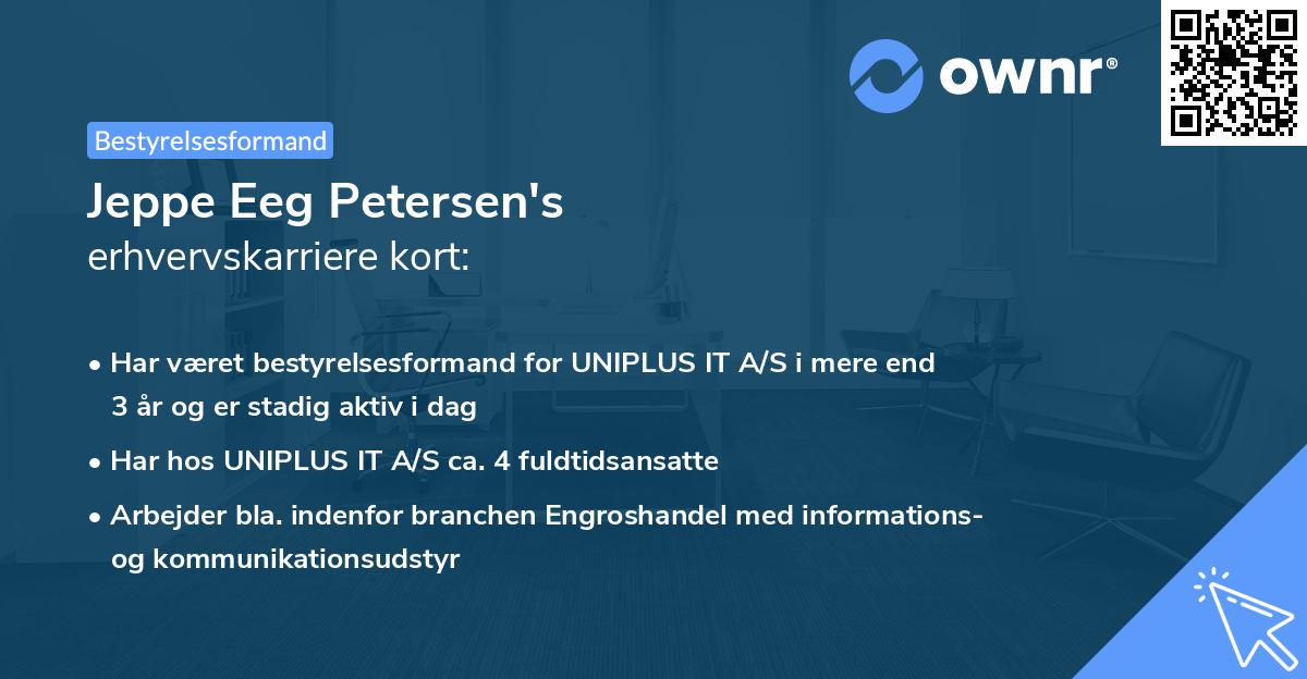 Jeppe Eeg Petersen's erhvervskarriere kort