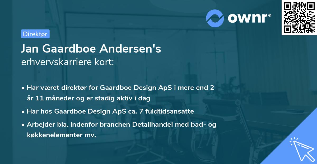 Jan Gaardboe Andersen's erhvervskarriere kort