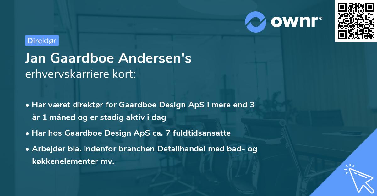 Jan Gaardboe Andersen's erhvervskarriere kort