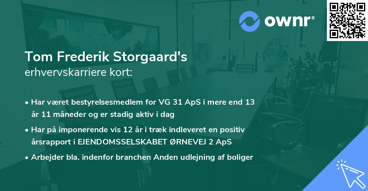 Tom Frederik Storgaard's erhvervskarriere kort