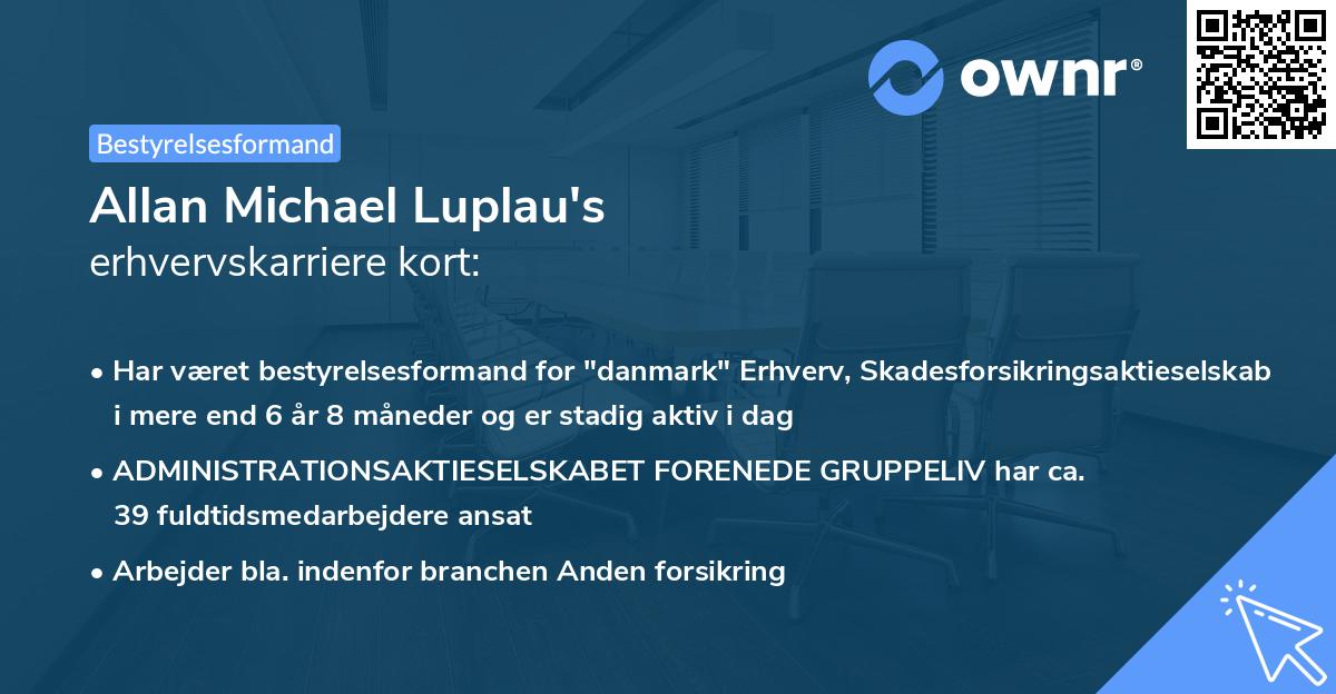 Allan Michael Luplau's erhvervskarriere kort