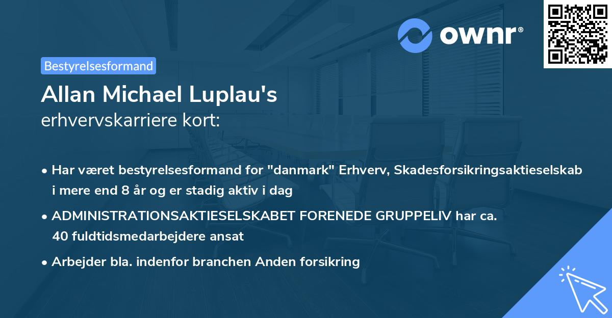 Allan Michael Luplau's erhvervskarriere kort