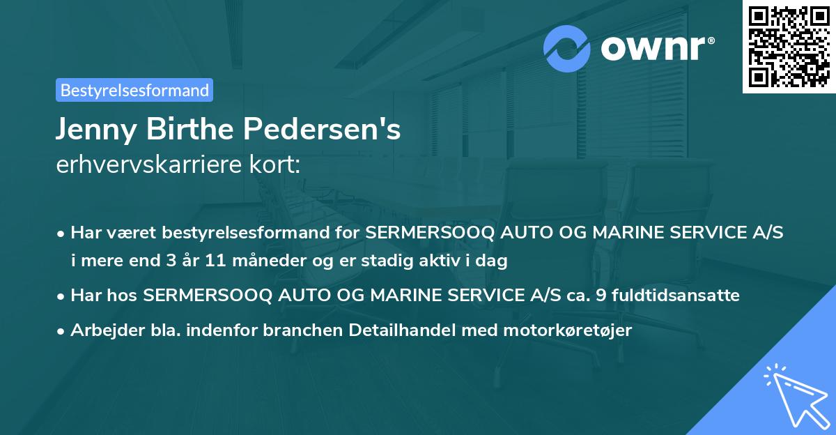 Jenny Birthe Pedersen's erhvervskarriere kort