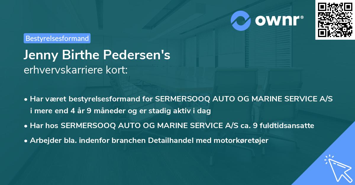 Jenny Birthe Pedersen's erhvervskarriere kort