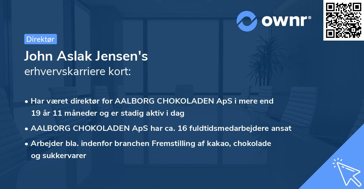 John Aslak Jensen's erhvervskarriere kort