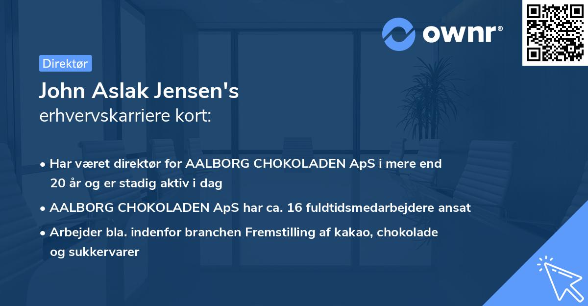 John Aslak Jensen's erhvervskarriere kort