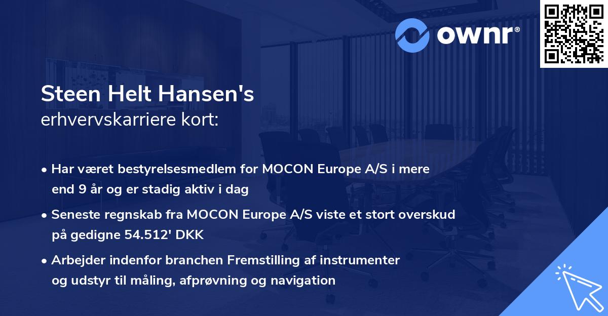 Steen Helt Hansen's erhvervskarriere kort