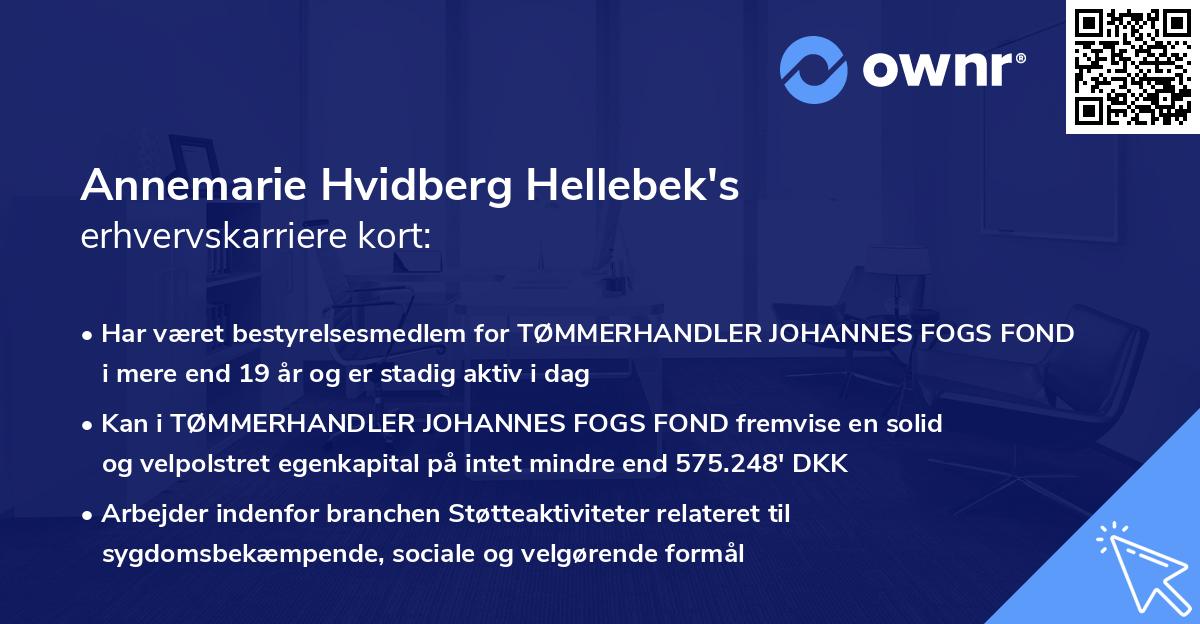 Annemarie Hvidberg Hellebek's erhvervskarriere kort