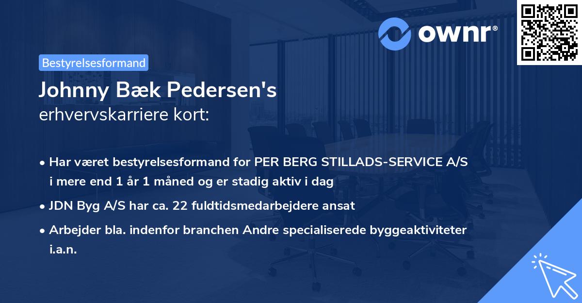 Johnny Bæk Pedersen's erhvervskarriere kort