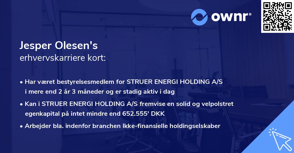 Jesper Olesen's erhvervskarriere kort