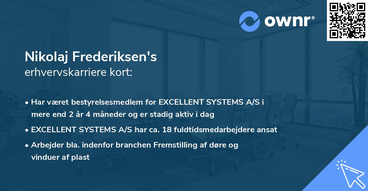 Nikolaj Frederiksen's erhvervskarriere kort