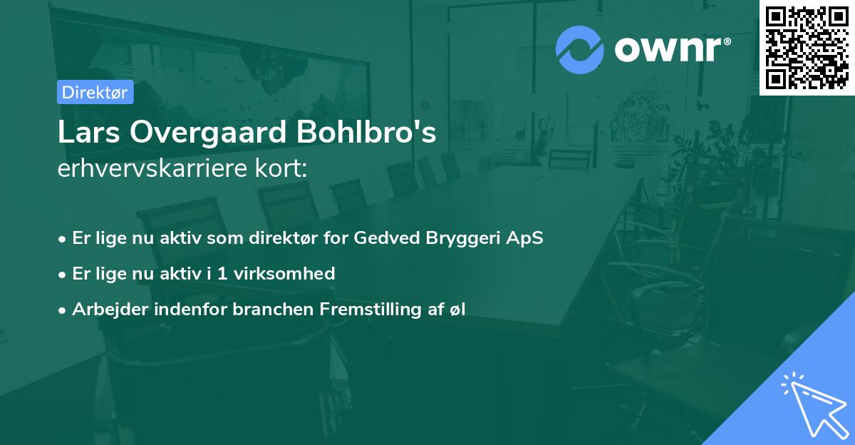 Lars Overgaard Bohlbro's erhvervskarriere kort