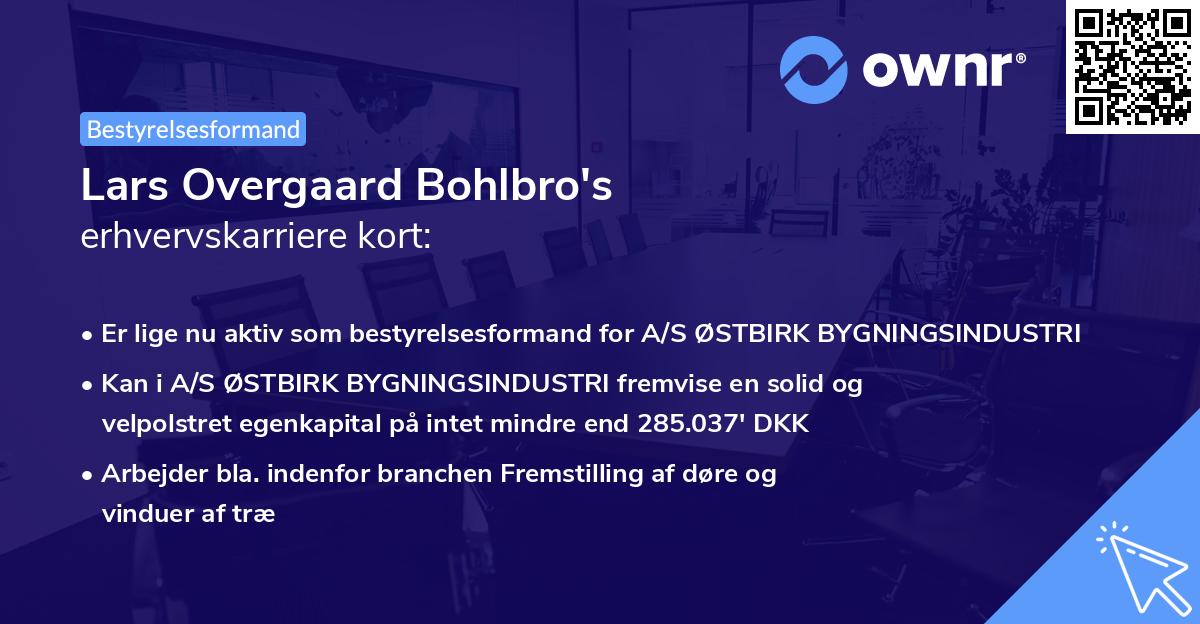 Lars Overgaard Bohlbro's erhvervskarriere kort